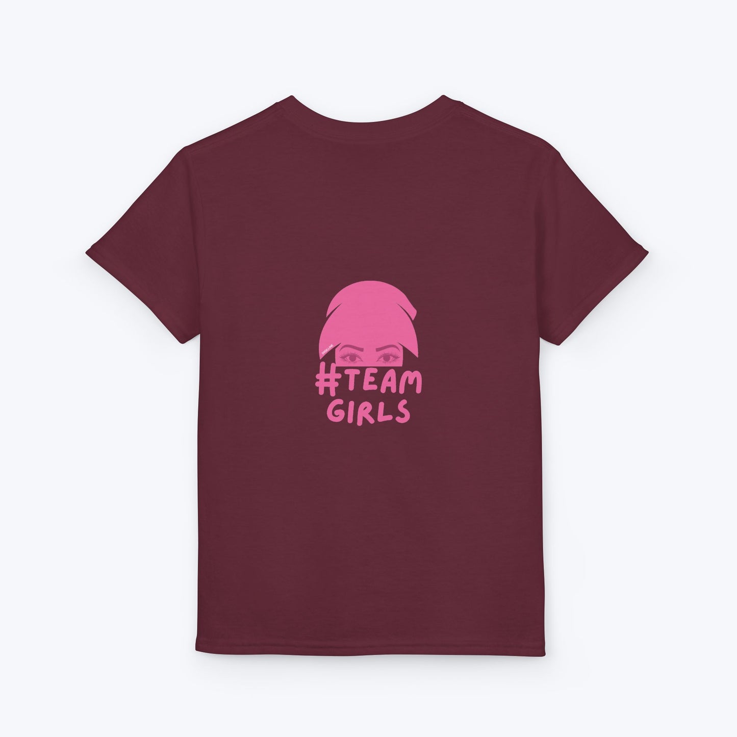 Premium Youth T-Shirt - #Team Girls Pink Chest Logo, Kids Team Spirit Shirt