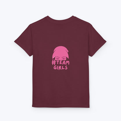 Premium Youth T-Shirt - #Team Girls Pink Chest Logo, Kids Team Spirit Shirt