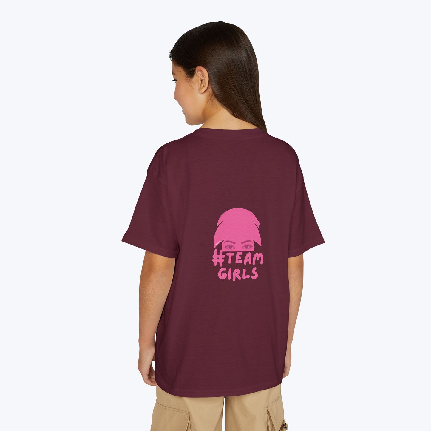 Premium Youth T-Shirt - #Team Girls Pink Chest Logo, Kids Team Spirit Shirt