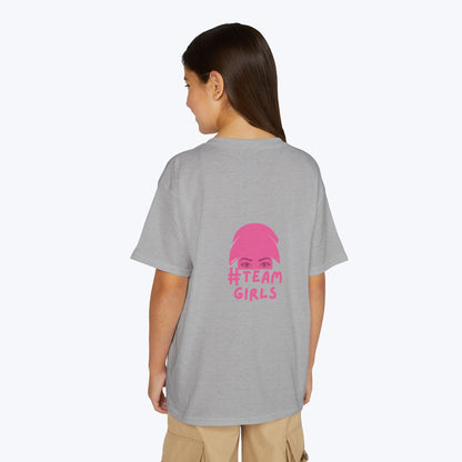 Premium Youth T-Shirt - #Team Girls Pink Chest Logo, Kids Team Spirit Shirt
