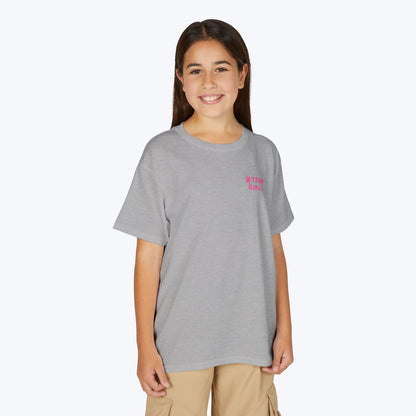Premium Youth T-Shirt - #Team Girls Pink Chest Logo, Kids Team Spirit Shirt