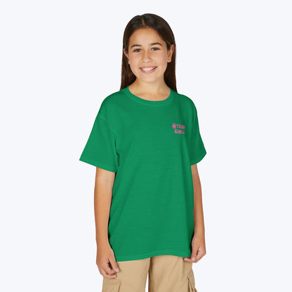 Premium Youth T-Shirt - #Team Girls Pink Chest Logo, Kids Team Spirit Shirt