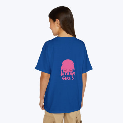 Premium Youth T-Shirt - #Team Girls Pink Chest Logo, Kids Team Spirit Shirt