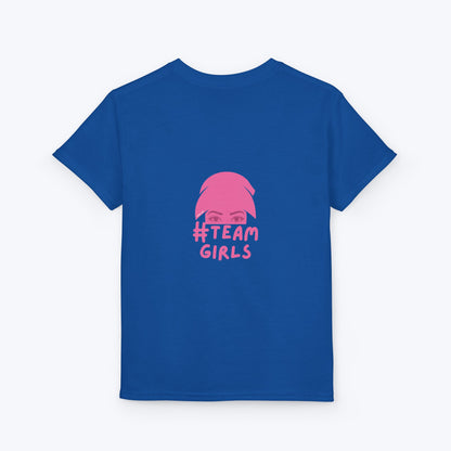 Premium Youth T-Shirt - #Team Girls Pink Chest Logo, Kids Team Spirit Shirt