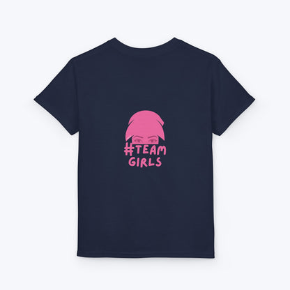 Premium Youth T-Shirt - #Team Girls Pink Chest Logo, Kids Team Spirit Shirt