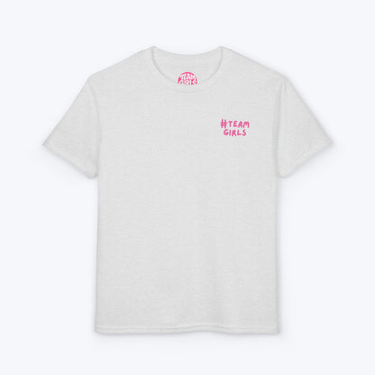 Premium Youth T-Shirt - #Team Girls Pink Chest Logo, Kids Team Spirit Shirt