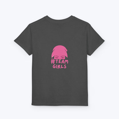 Premium Youth T-Shirt - #Team Girls Pink Chest Logo, Kids Team Spirit Shirt