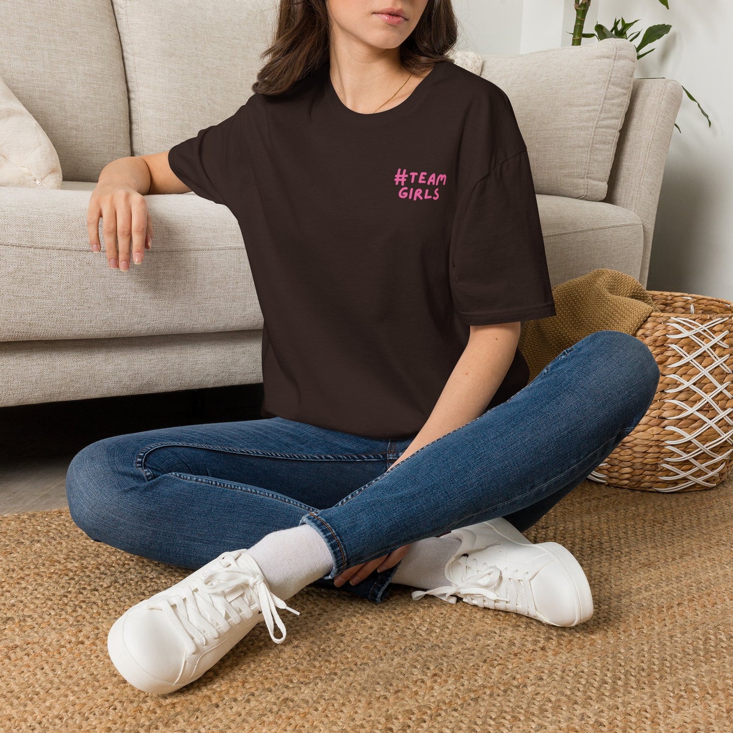 Premium #Team Girls T-Shirt — Pink Script Feminine Crew Tee