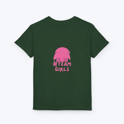 Premium Youth T-Shirt - #Team Girls Pink Chest Logo, Kids Team Spirit Shirt