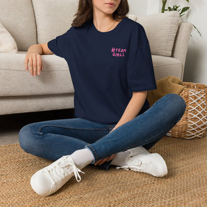 Premium #Team Girls T-Shirt — Pink Script Feminine Crew Tee