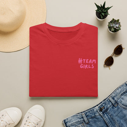 Premium #Team Girls T-Shirt — Pink Script Feminine Crew Tee