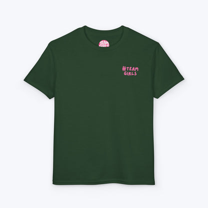Premium Youth T-Shirt - #Team Girls Pink Chest Logo, Kids Team Spirit Shirt