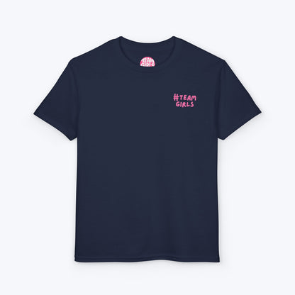 Premium Youth T-Shirt - #Team Girls Pink Chest Logo, Kids Team Spirit Shirt