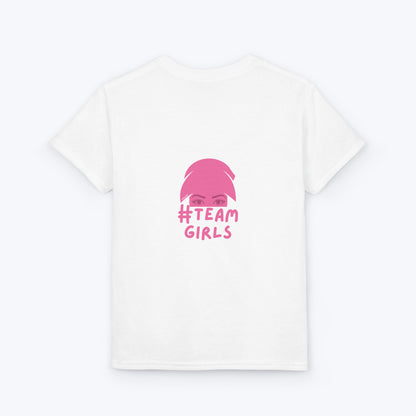 Premium Youth T-Shirt - #Team Girls Pink Chest Logo, Kids Team Spirit Shirt