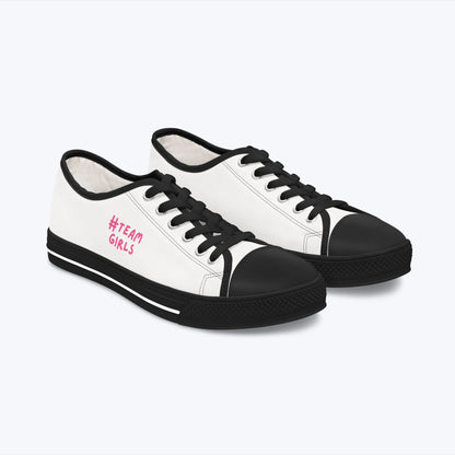 Premium Low Top Sneakers — White "#Team Girls" Casual Canvas Shoes