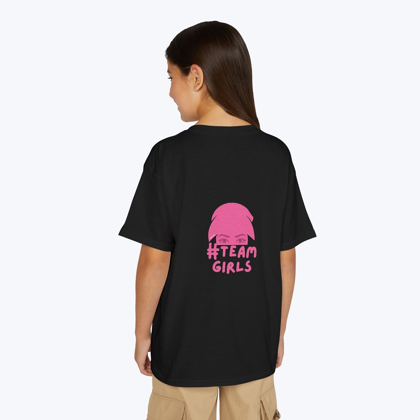 Premium Youth T-Shirt - #Team Girls Pink Chest Logo, Kids Team Spirit Shirt