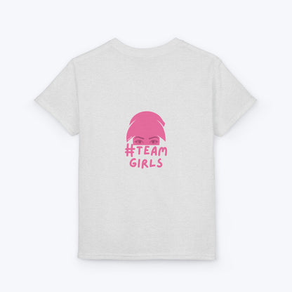 Premium Youth T-Shirt - #Team Girls Pink Chest Logo, Kids Team Spirit Shirt
