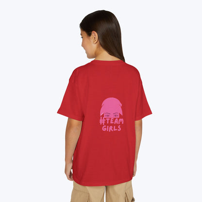 Premium Youth T-Shirt - #Team Girls Pink Chest Logo, Kids Team Spirit Shirt
