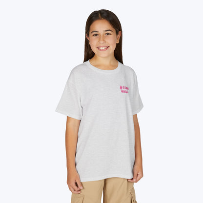 Premium Youth T-Shirt - #Team Girls Pink Chest Logo, Kids Team Spirit Shirt