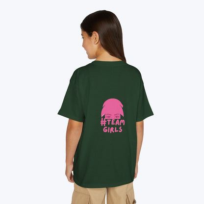 Premium Youth T-Shirt - #Team Girls Pink Chest Logo, Kids Team Spirit Shirt