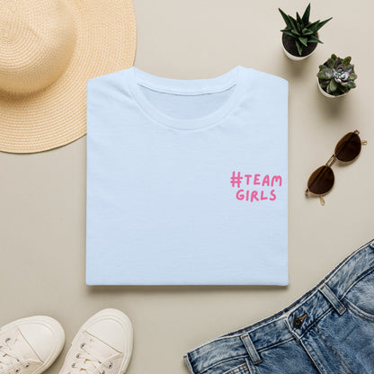 Premium #Team Girls T-Shirt — Pink Script Feminine Crew Tee