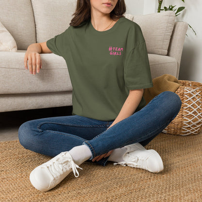 Premium #Team Girls T-Shirt — Pink Script Feminine Crew Tee