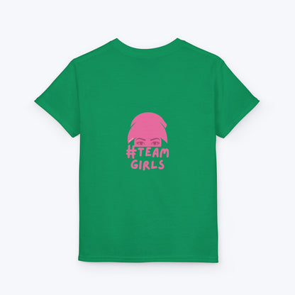Premium Youth T-Shirt - #Team Girls Pink Chest Logo, Kids Team Spirit Shirt