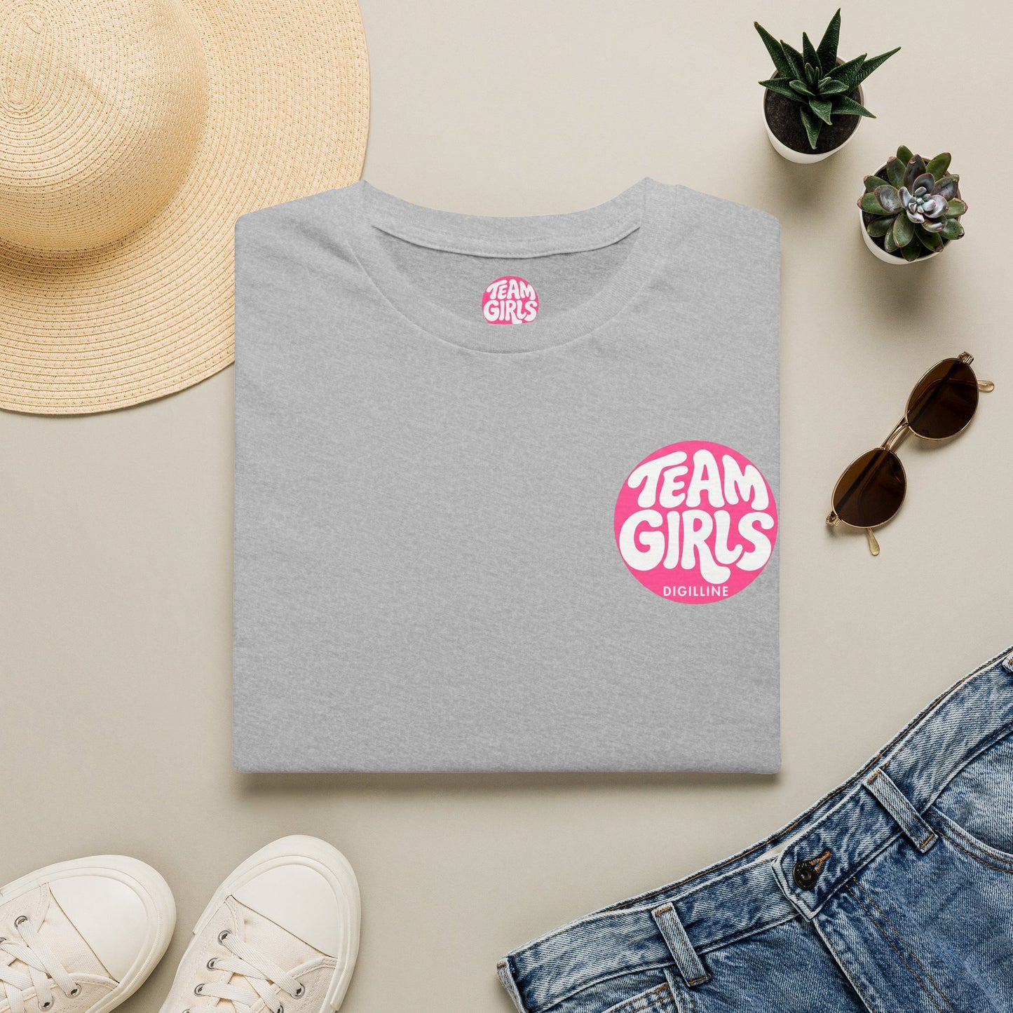 Team Girls Premium T-Shirt — Pink Retro Logo Tee for Women & Girls