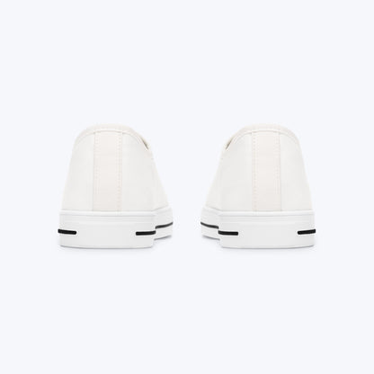 Premium Low Top Sneakers — White "#Team Girls" Casual Canvas Shoes