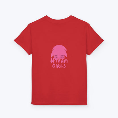 Premium Youth T-Shirt - #Team Girls Pink Chest Logo, Kids Team Spirit Shirt