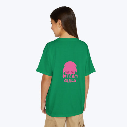 Premium Youth T-Shirt - #Team Girls Pink Chest Logo, Kids Team Spirit Shirt