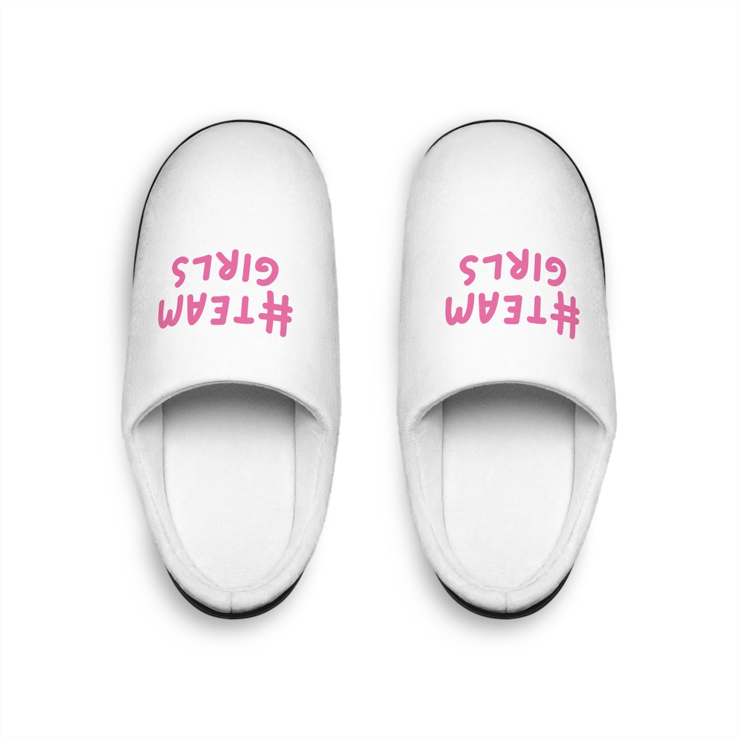Premium #TEAM GIRLS Women's Indoor Slippers — Cozy Pink Slogan House Shoes for Girlfriends, Bridal Parties & Gifts
