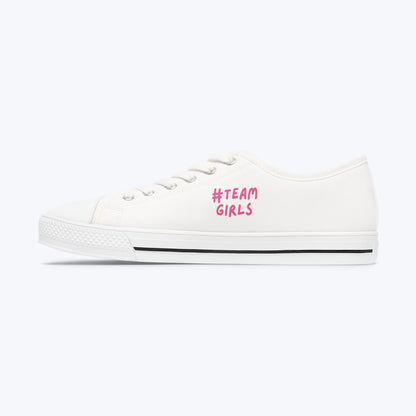 Premium Low Top Sneakers — White "#Team Girls" Casual Canvas Shoes
