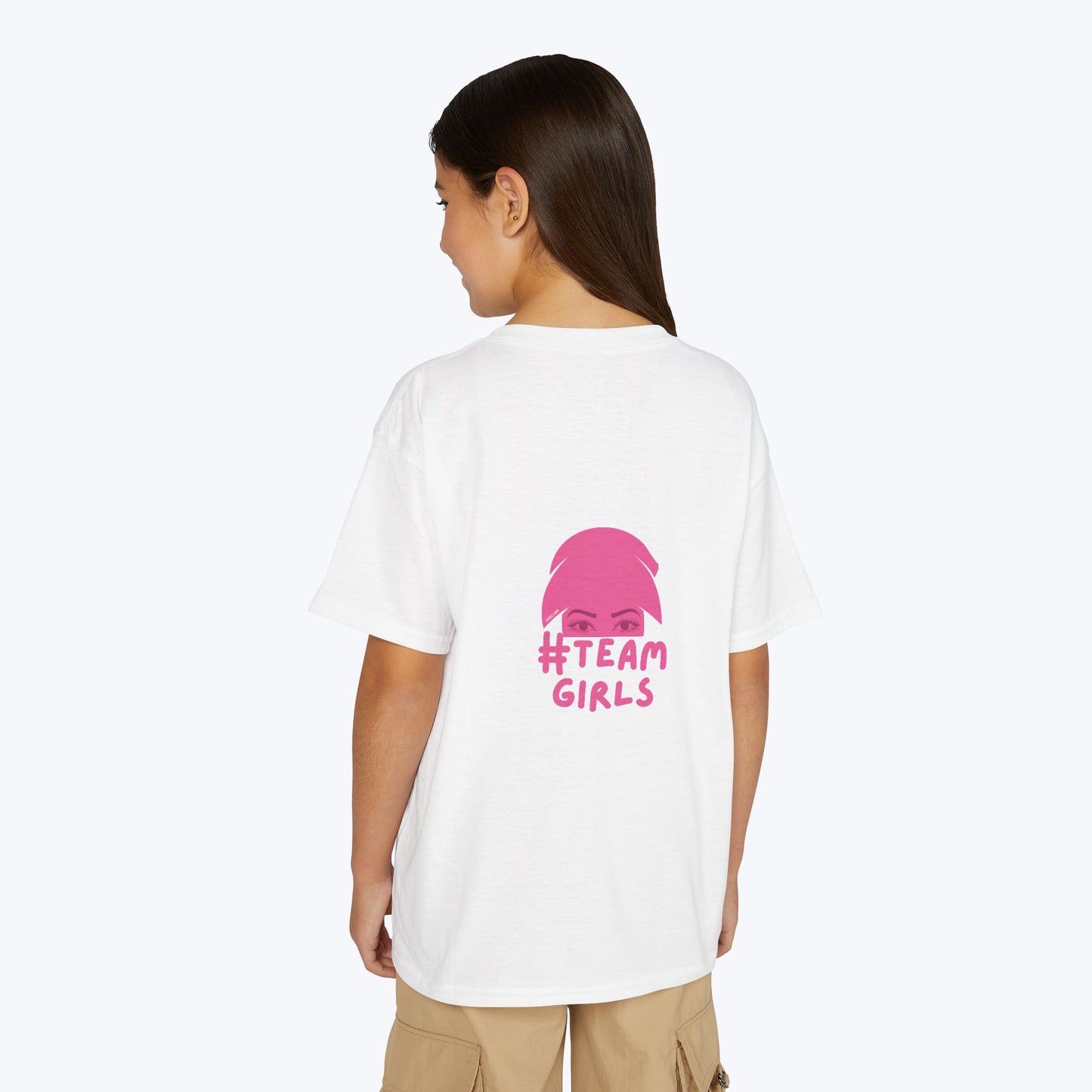 Premium Youth T-Shirt - #Team Girls Pink Chest Logo, Kids Team Spirit Shirt