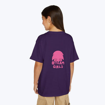 Premium Youth T-Shirt - #Team Girls Pink Chest Logo, Kids Team Spirit Shirt