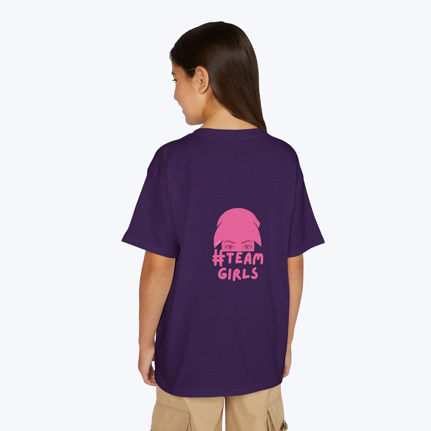 Premium Youth T-Shirt - #Team Girls Pink Chest Logo, Kids Team Spirit Shirt
