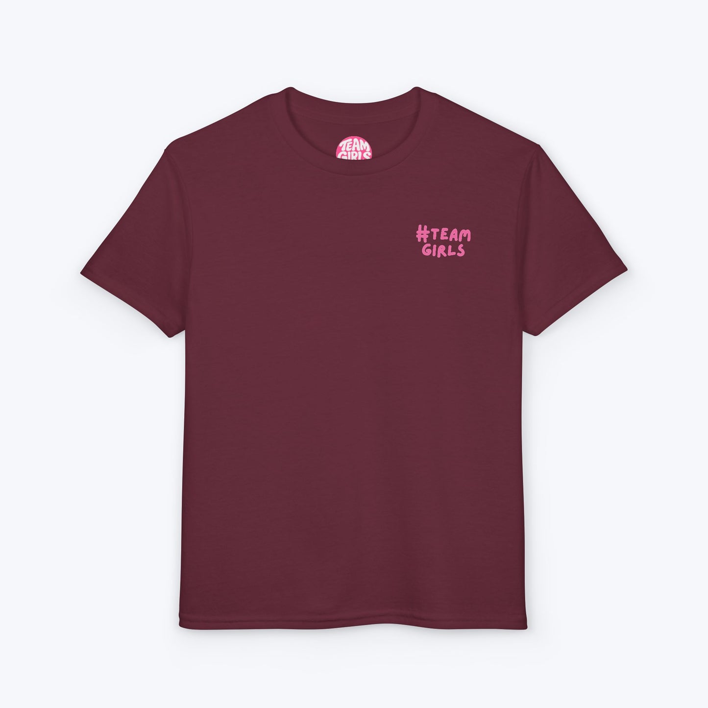 Premium Youth T-Shirt - #Team Girls Pink Chest Logo, Kids Team Spirit Shirt