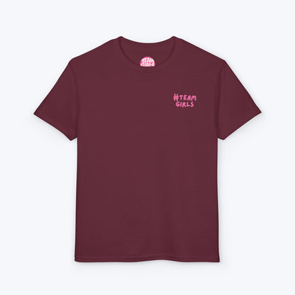 Premium Youth T-Shirt - #Team Girls Pink Chest Logo, Kids Team Spirit Shirt