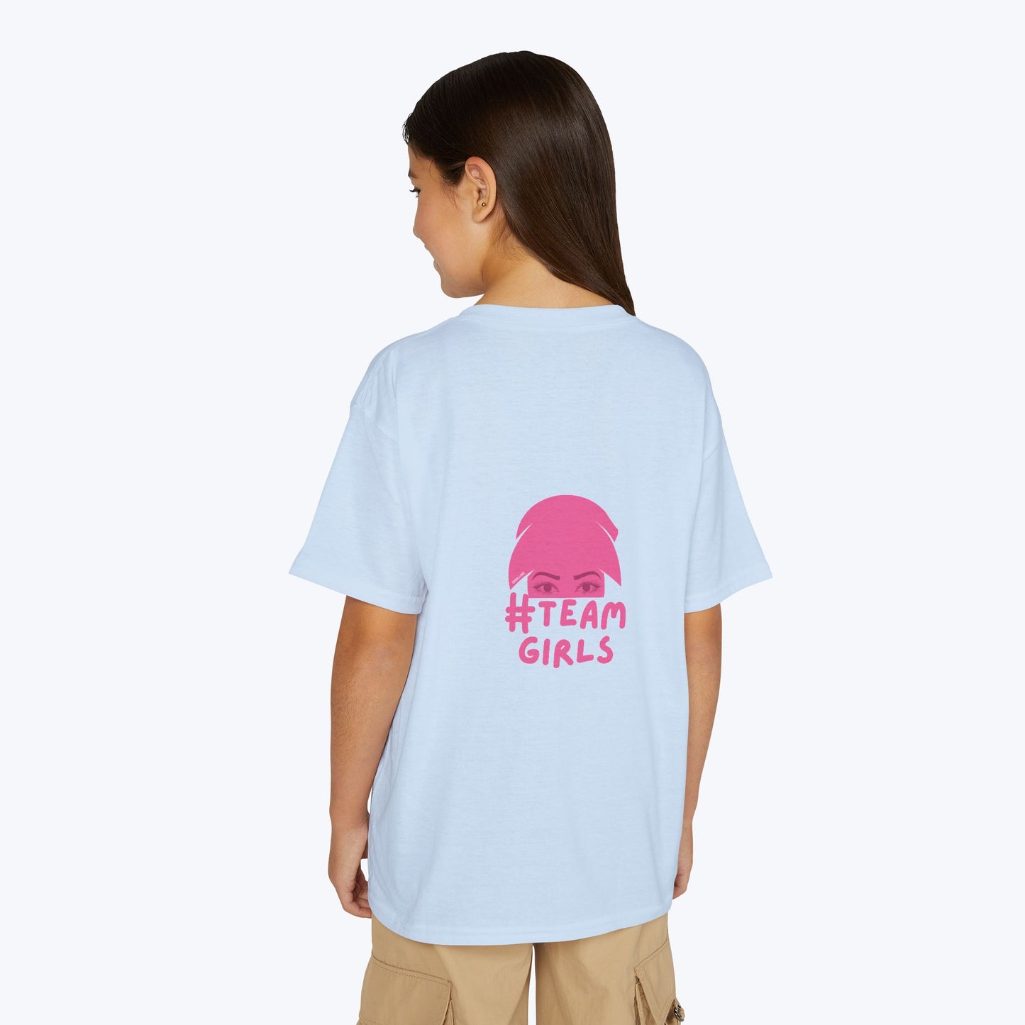Premium Youth T-Shirt - #Team Girls Pink Chest Logo, Kids Team Spirit Shirt