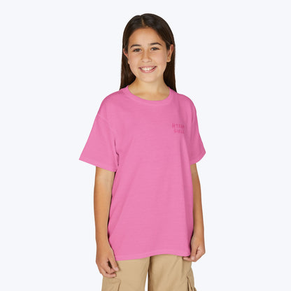 Premium Youth T-Shirt - #Team Girls Pink Chest Logo, Kids Team Spirit Shirt
