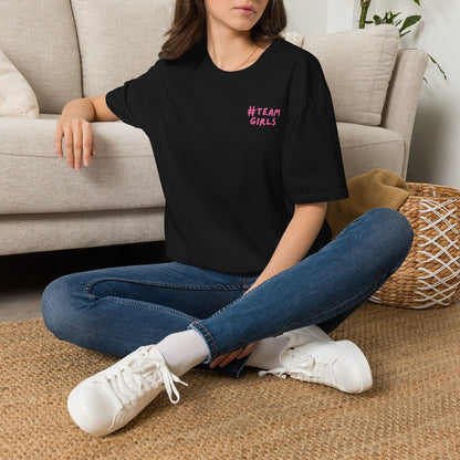 Premium #Team Girls T-Shirt — Pink Script Feminine Crew Tee