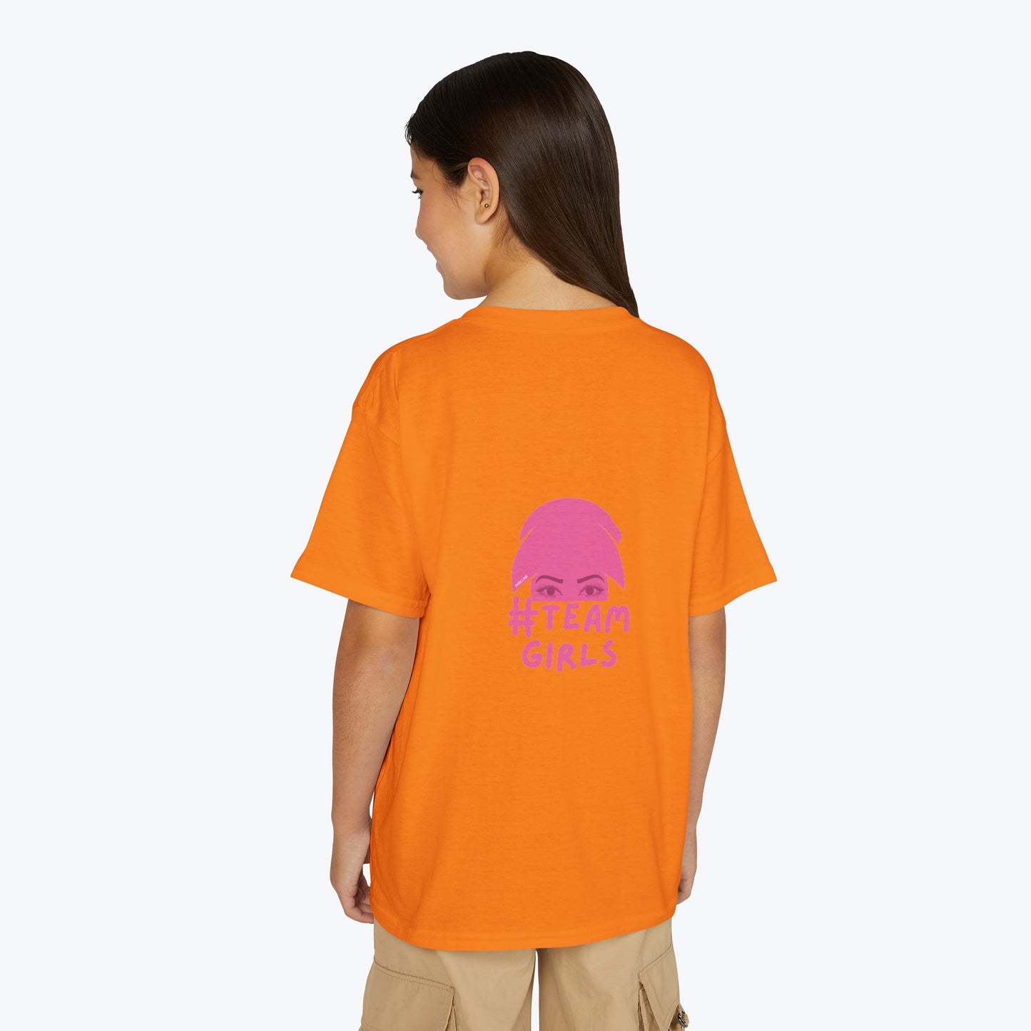 Premium Youth T-Shirt - #Team Girls Pink Chest Logo, Kids Team Spirit Shirt