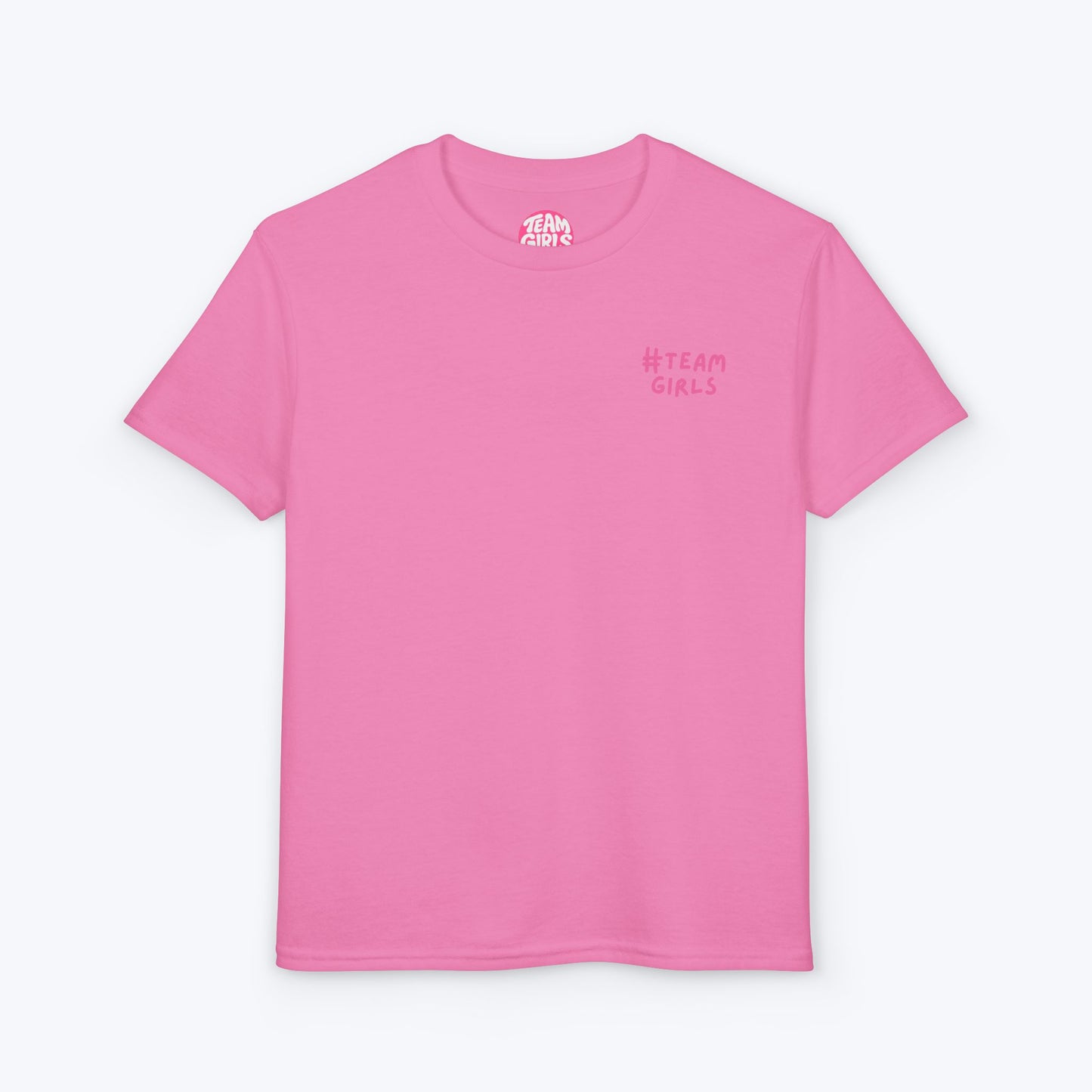 Premium Youth T-Shirt - #Team Girls Pink Chest Logo, Kids Team Spirit Shirt