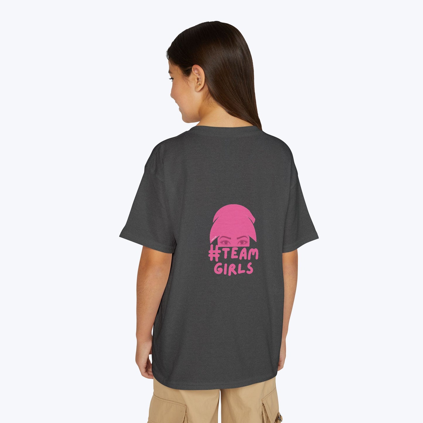 Premium Youth T-Shirt - #Team Girls Pink Chest Logo, Kids Team Spirit Shirt