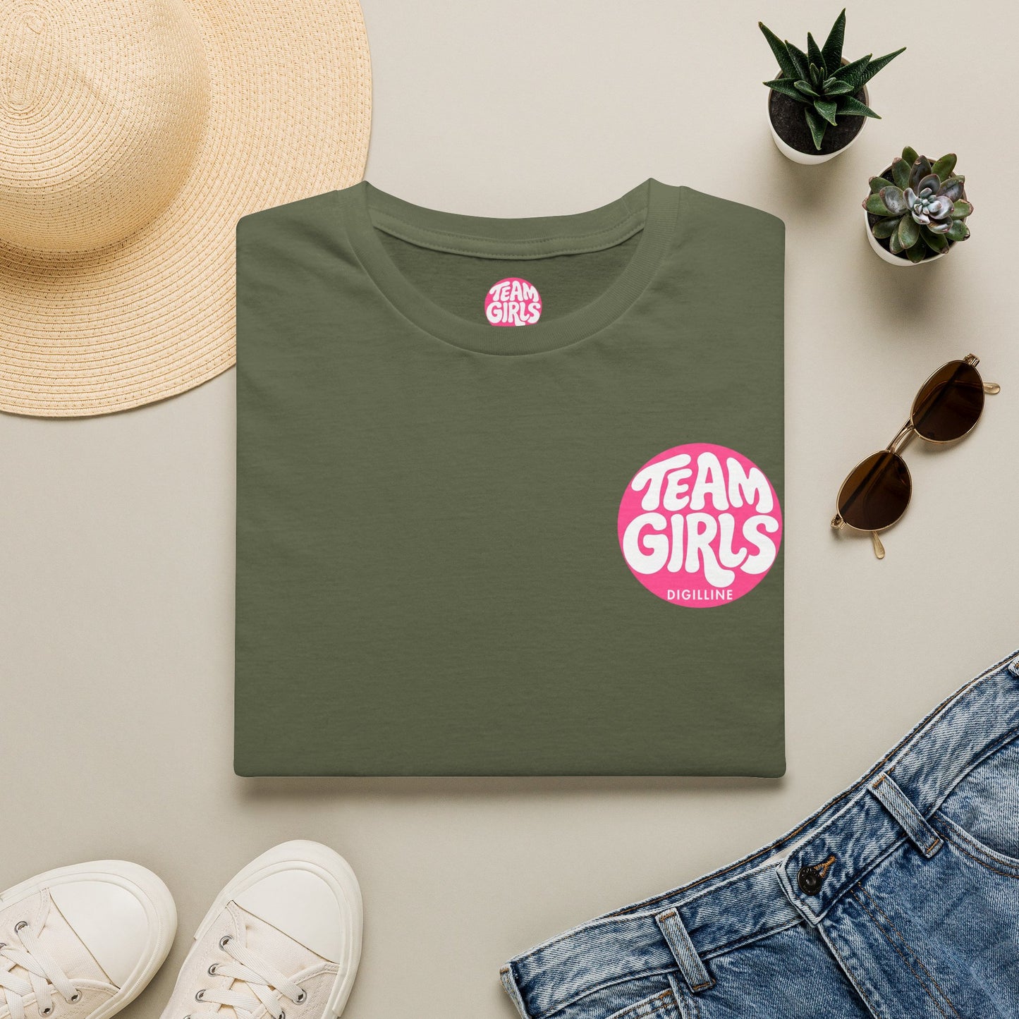 Team Girls Premium T-Shirt — Pink Retro Logo Tee for Women & Girls