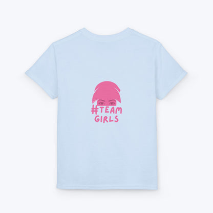 Premium Youth T-Shirt - #Team Girls Pink Chest Logo, Kids Team Spirit Shirt
