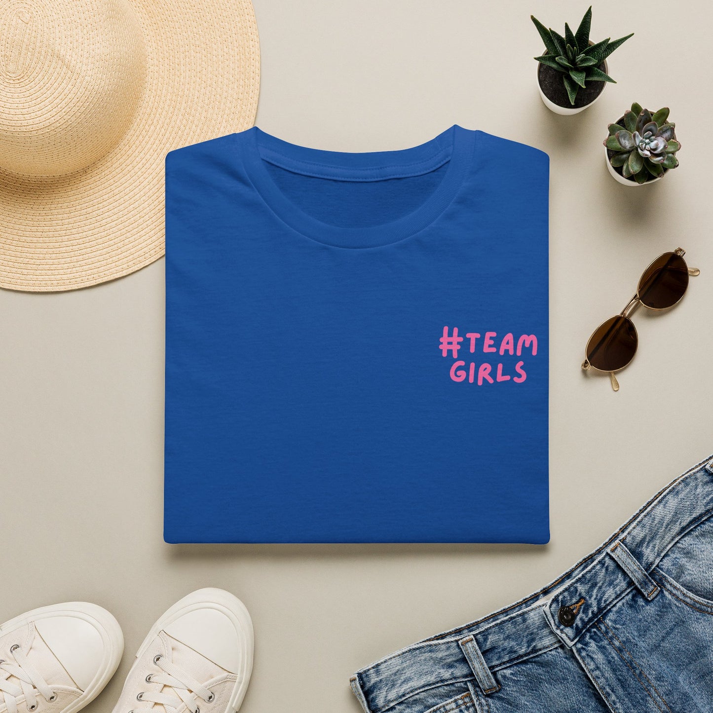 Premium #Team Girls T-Shirt — Pink Script Feminine Crew Tee