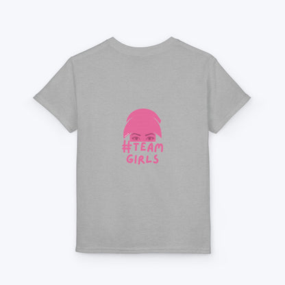 Premium Youth T-Shirt - #Team Girls Pink Chest Logo, Kids Team Spirit Shirt