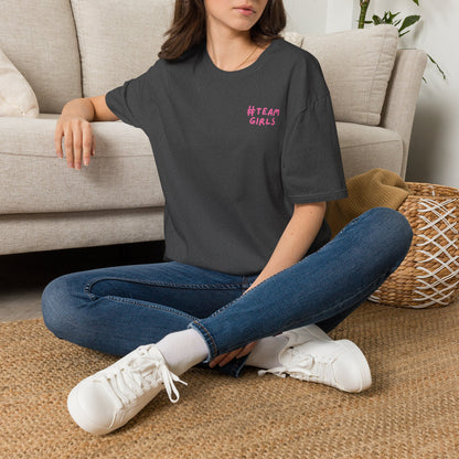 Premium #Team Girls T-Shirt — Pink Script Feminine Crew Tee