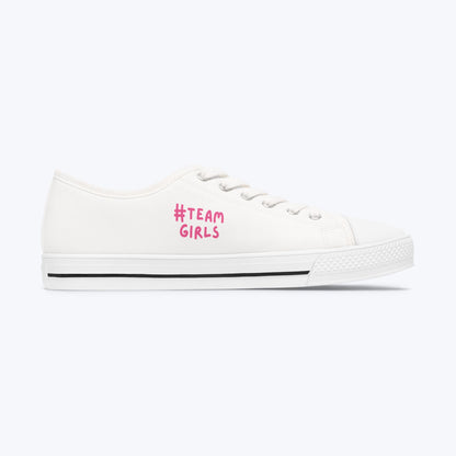Premium Low Top Sneakers — White "#Team Girls" Casual Canvas Shoes